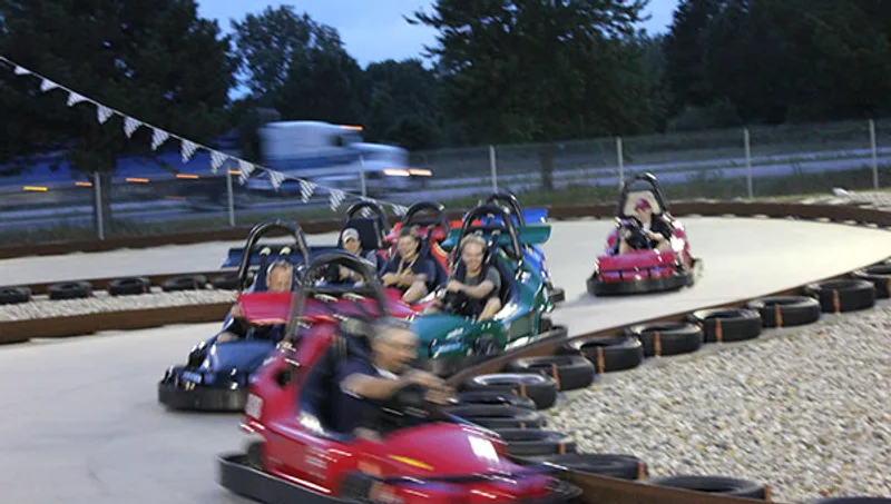 Go-kart racing action at Hidden Pointe Fun Park